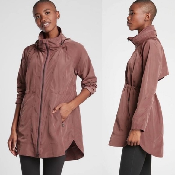 Athleta Drip Drop Rain Jacket in Mauve Brown Size XL Tall NWT - Picture 1 of 13